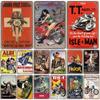 Vintage Motocross Poster Metal Tin Signs Motorcycle Grand Prix Metal Plaque Decor Wall Decor for Garage Moto Club Man Cave Bar