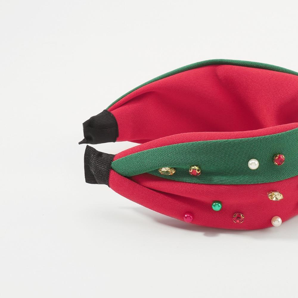 Adjustable Christmas Headband All-match Pearl Rhinestone Hair Hoop Fashion Christmas Headdress
