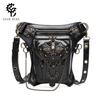 Steampunk Motorcycle Bag, Skull Retro Single Shoulder Crossbody Bag, Multifunctional Mobile Waist Bag