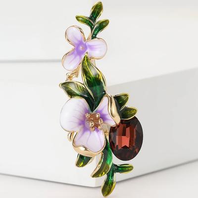 Винтажная эмалевая брошь-цветок булавка броши со стразами свадебные украшения подарок