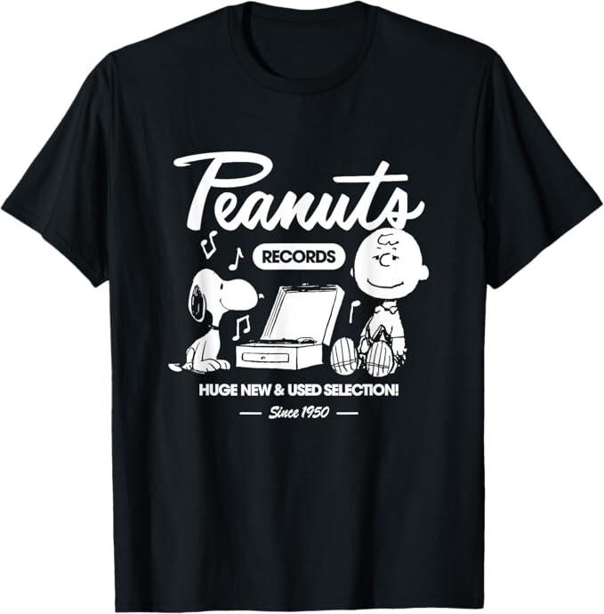 Peanuts Snoopy Charlie Brown Футболка с пластинкой Унисекс Футболка
