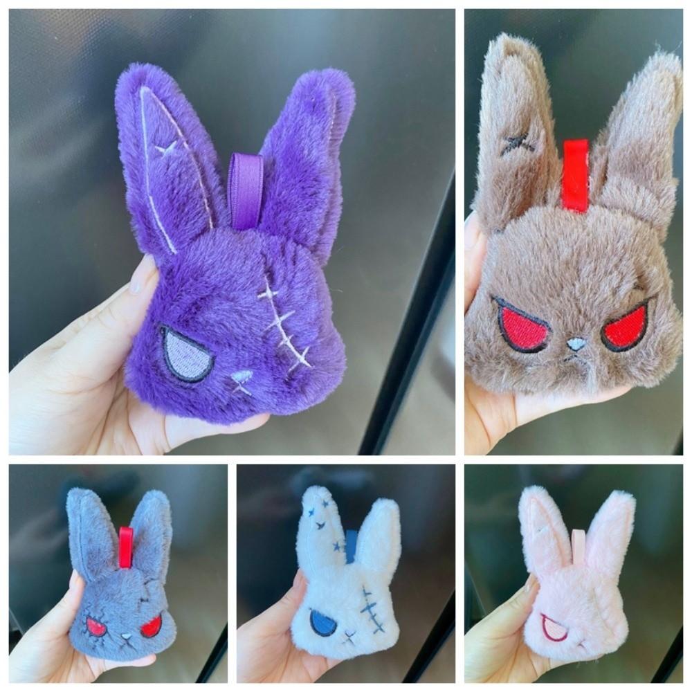 Fluffy Gothic Rabbit Compact Stitched Bunny Bag Pendant Halloween Plushie Goth Lovers