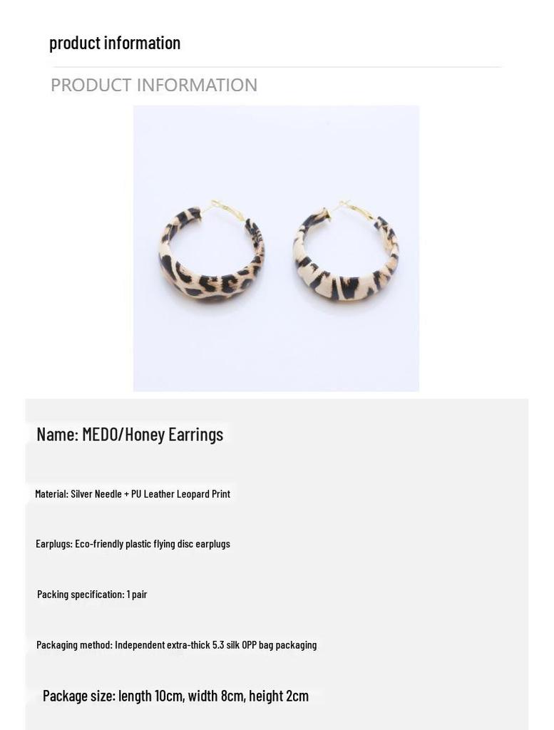 Стерлинговое серебро ПУ Ручная работа Ретро Леопардовый принт Каффы для ушей