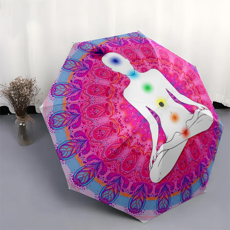 1pc Chakra Meditation Mandala Art Umbrella with Plastic Handle,Suitable for All Seasons Home Travel Outdoor UmbrellaDD212