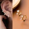 New Gold Color Pearl Zircon Small Hoop Earrings Womern Korean Copper 6/8/10mm Piercing Earring Fashion Wedding Jewelry