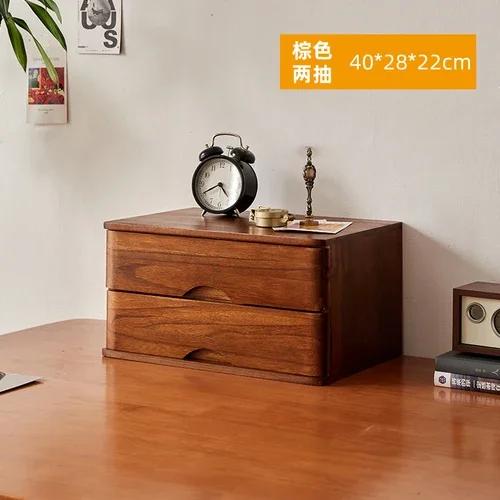 Multi-layer Desktop Storage Boxes Wooden Drawer File Boxt Computer Heighten Rack Solid Wood Debris Storage Cabinet Organizer