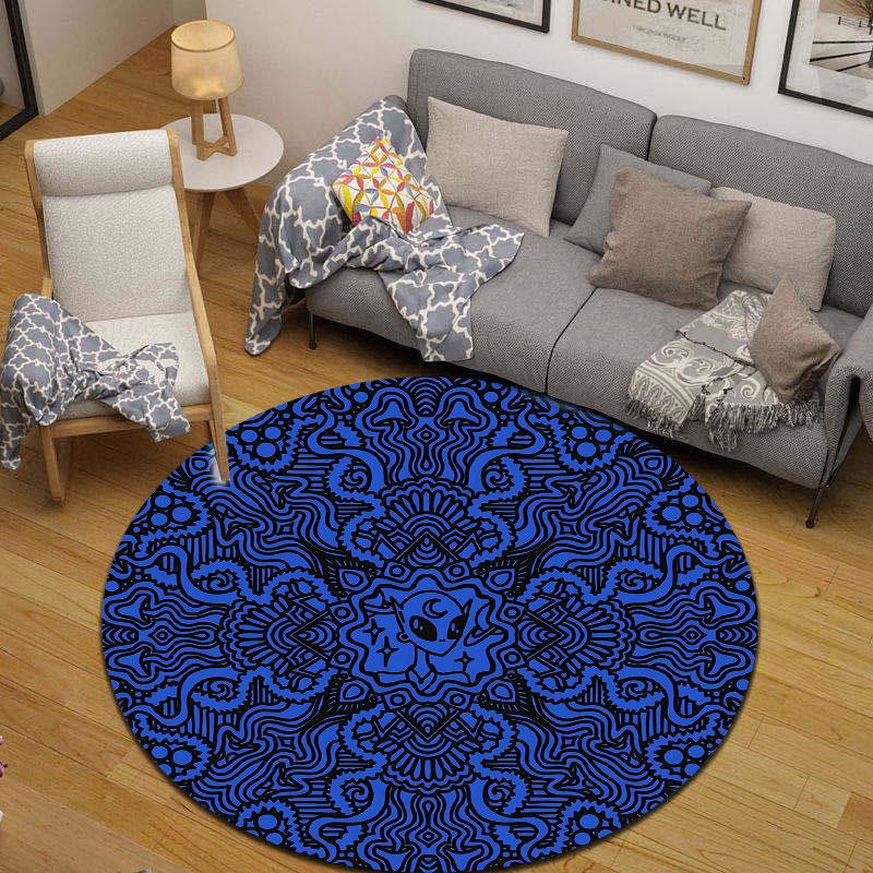 Eclectic Round Sun Multicolor Rug Pad, Non-Slip Floor Mat for Bedroom