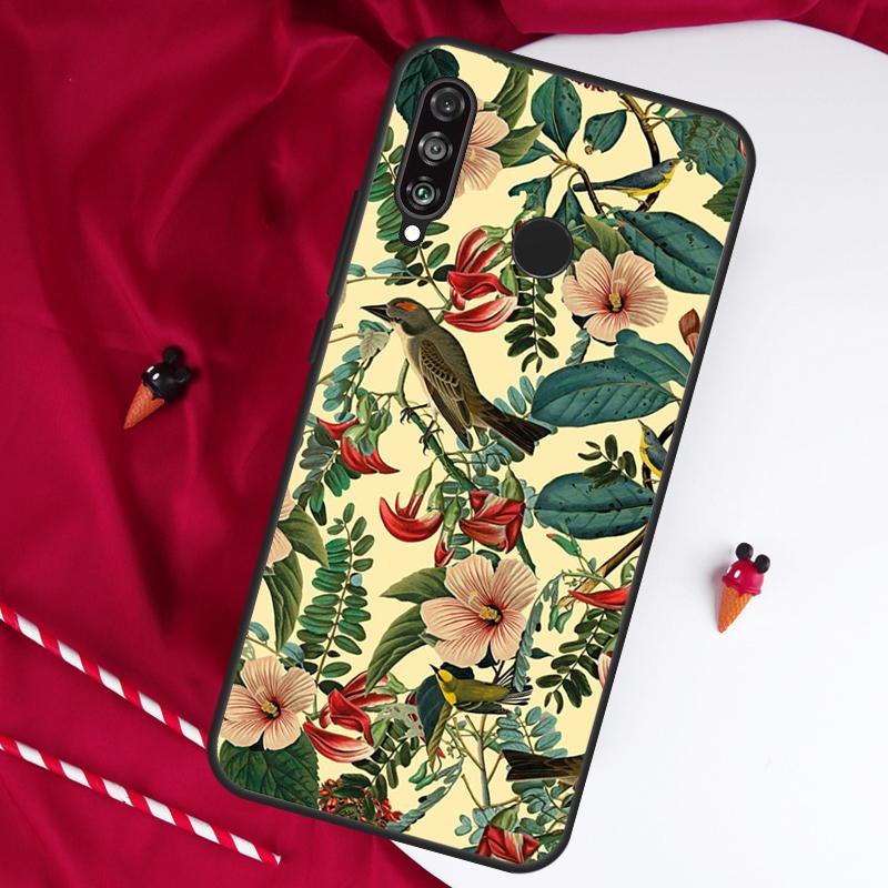 Garden Birds Vintage Tropical FLORAL For Huawei Nova Y61 Y91 Y90 Y70 Y60 Y72 12s 12i 11i 7i 8i 9 10 SE P60 Pro P30 P40 Lite Case