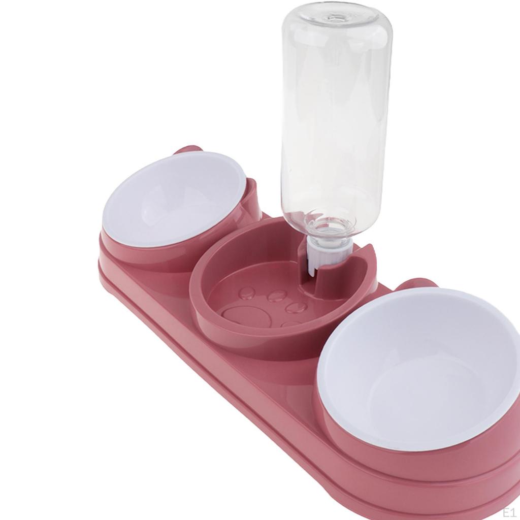 2 Food Bowls and Water Feeder Set Wet Dry Bowl Easy Cleaning Pets Supplies Pet Feeding