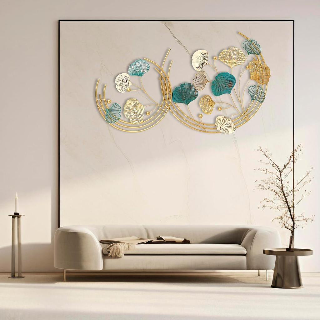 Metal Leaf Round Pattern Abstract Wal Art for Living Room Decorative Wall Sculpture for Home Décor