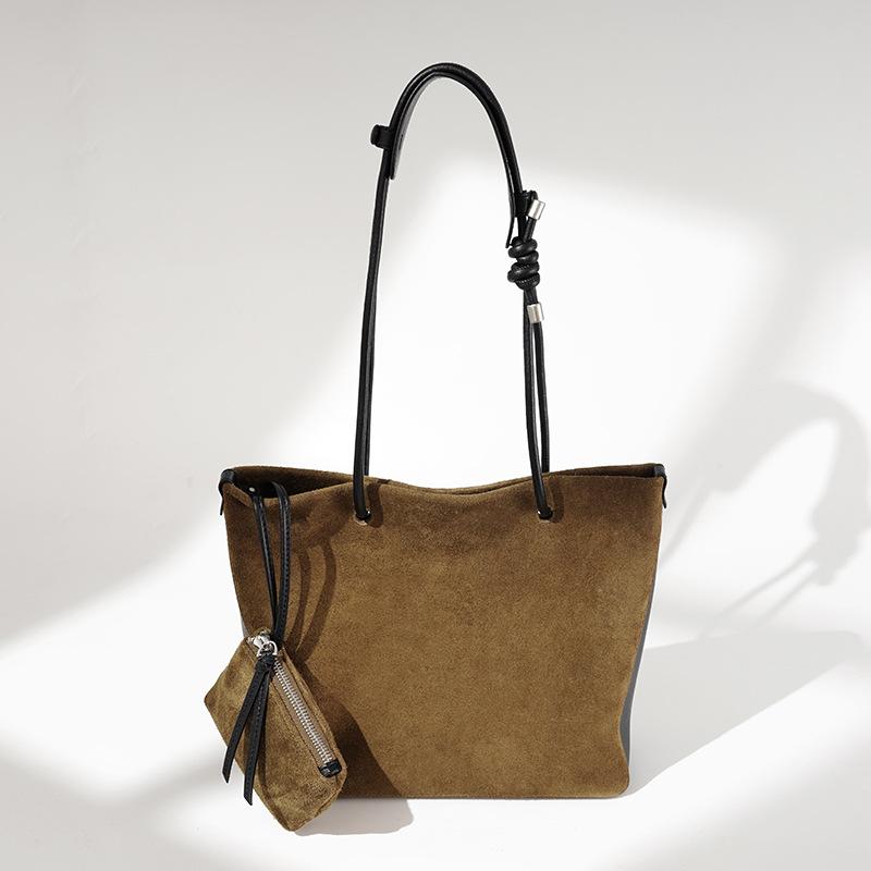 Underarm bag women's versatile autumn and winter suede first layer cowhide large capacity women's shoulder tote bag