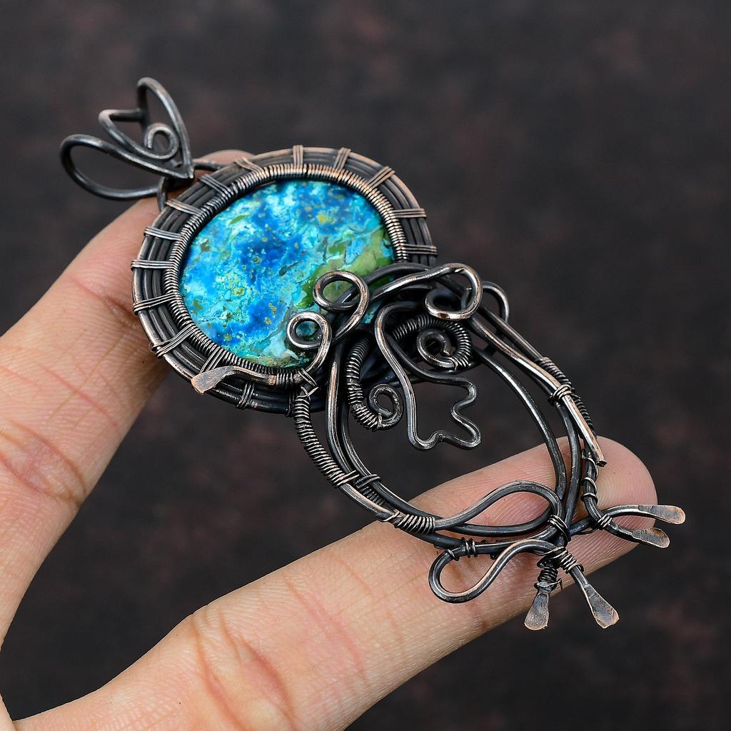 Подвеска из шаттукита, обернутая медной проволокой, ювелирное изделие, подвеска из драгоценного камня, натуральное ювелирное изделие из шаттукита, ручная работа, обернутая медной проволокой, подарок для него