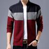Spring Winter Men's Cardigan Single-Breasted Fashion Knit Plus Size Sweater Stitching Colorblock Stand Collar Coats Jackets