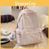 Light Spacious And Striped Nylon Backpack With Padded Straps For Girls School