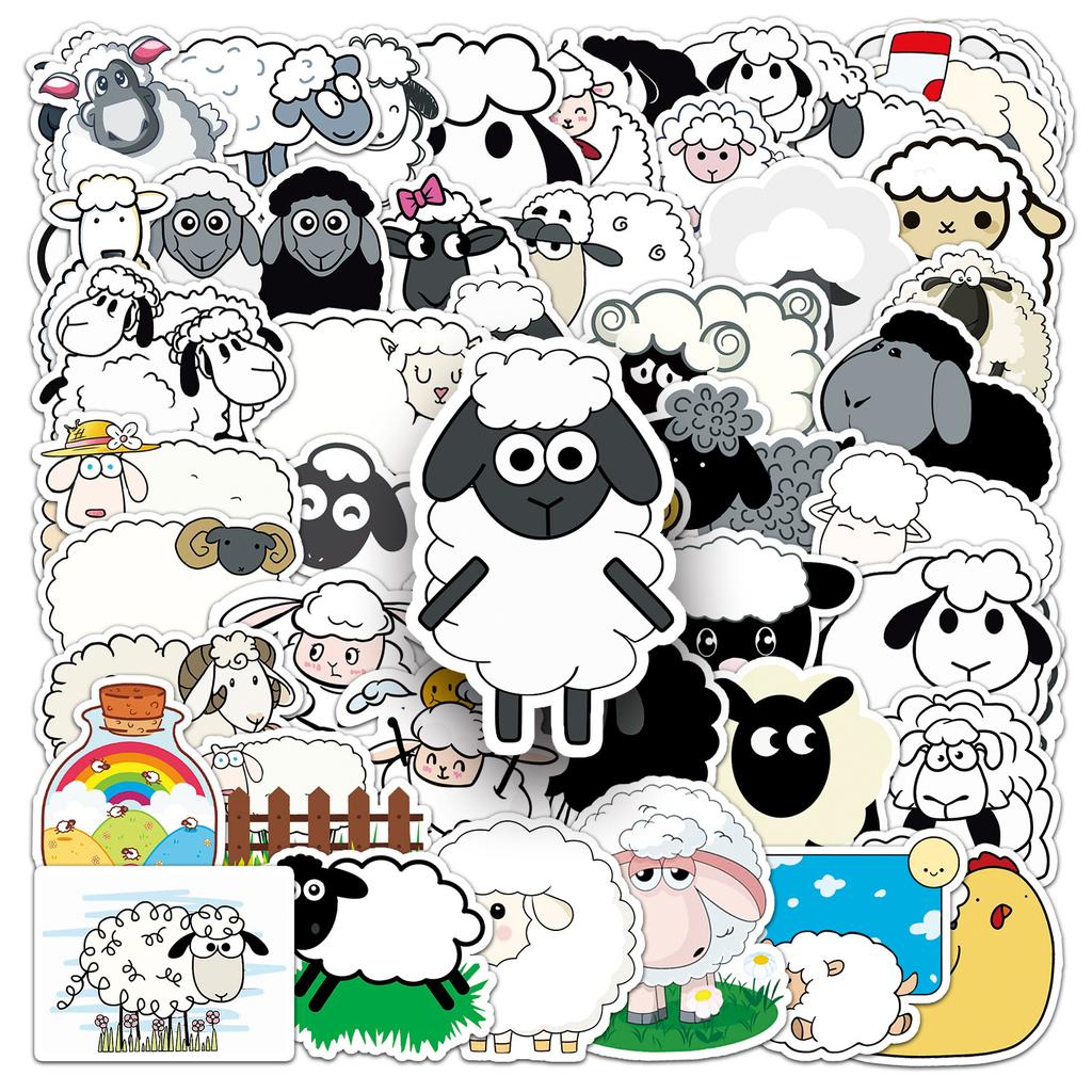 50 Lamb Graffiti Cartoon Cute Animals Hand Account Children Skateboard Suitcase Stickers