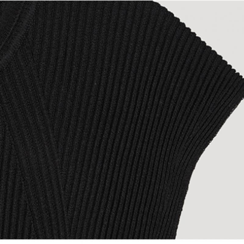 [She S miSS] Круглый вырез горловины Трикотаж без рукавов SSkpop22100 Bk