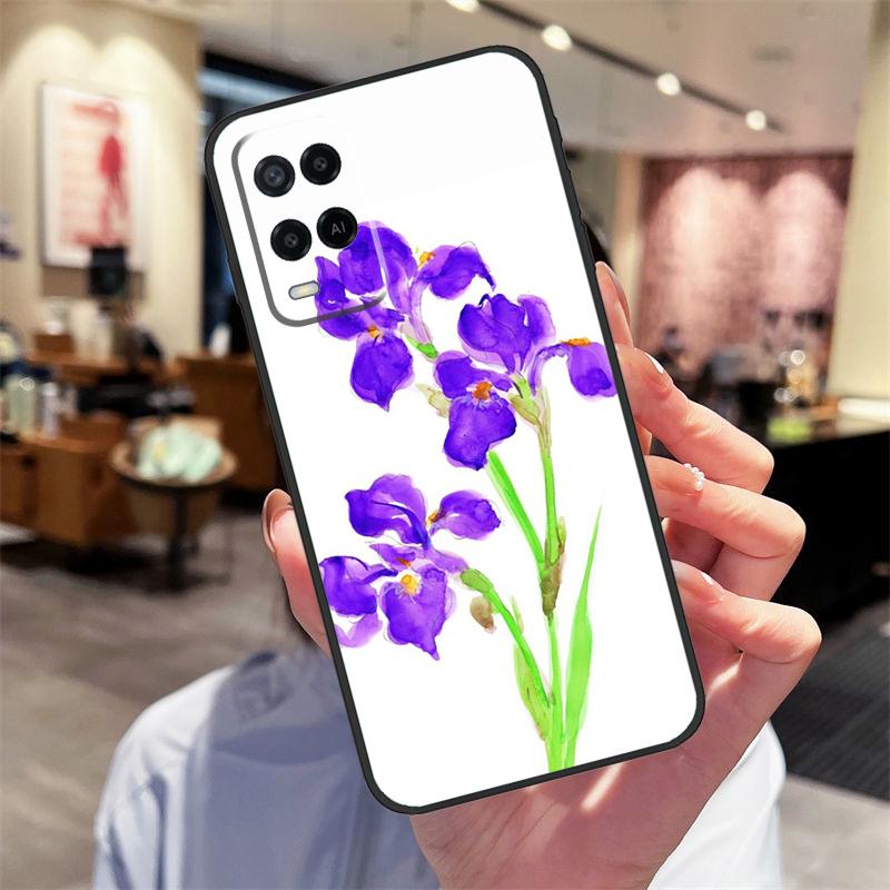 Фиолетовый ирис Цветок Акварельный Чехол Для Oppo A94 A54 A40 A60 A80 A98 A78 A18 A38 A58 A16 A76 A96 A17 A77 A74 A57S A15 Обложка
