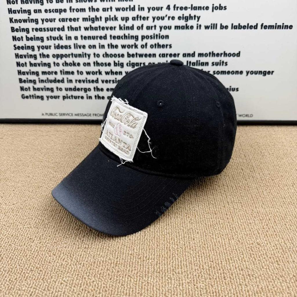 Old edging ATLANTA patch baseball cap women's gradual change washed cap versatile face small visor