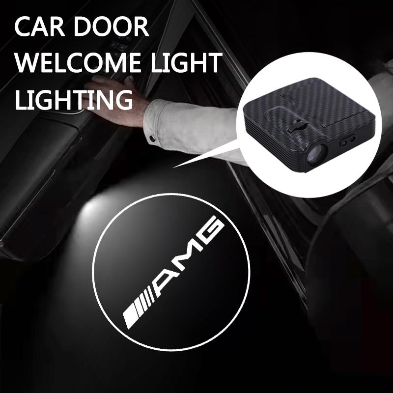 TGM3 Carbon Fiber 2PCS Car Door Lights Door Lights Logo Projector Door Welcome Light For Mercedes Benz C180 C200 C260 C300 W108 W124