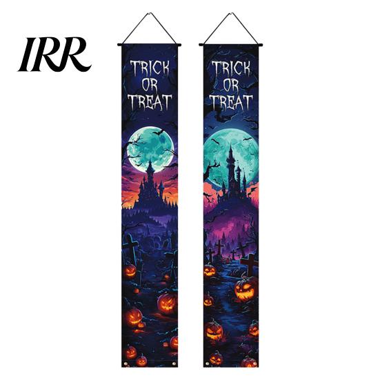 Party Hanging Decoration Halloween Porch Sign Banner, Pumpkin Ghost Awning Wall Decorative Accessory Door Decoration, Front Wreath Banner Yard Festive