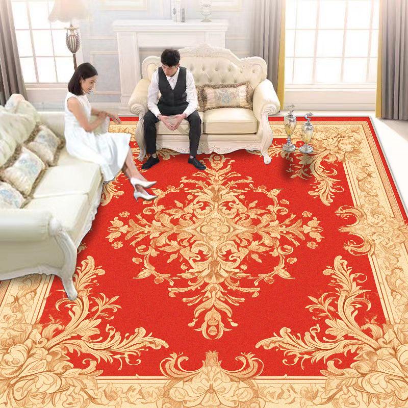 European Style Large Living Room Carpets Red Decoration Home Hall Washable Rug 200x300cm Bedroom Lounge Fluffy Soft Floor Mat