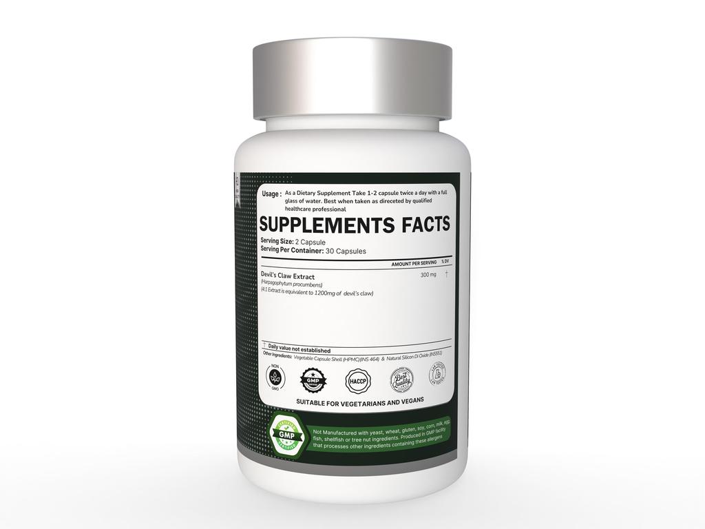 Heroot Devil’s Claw 1200mg – 60 Vegetarian Capsules | Herbal Supplement for Joint, Back & Mobility Support