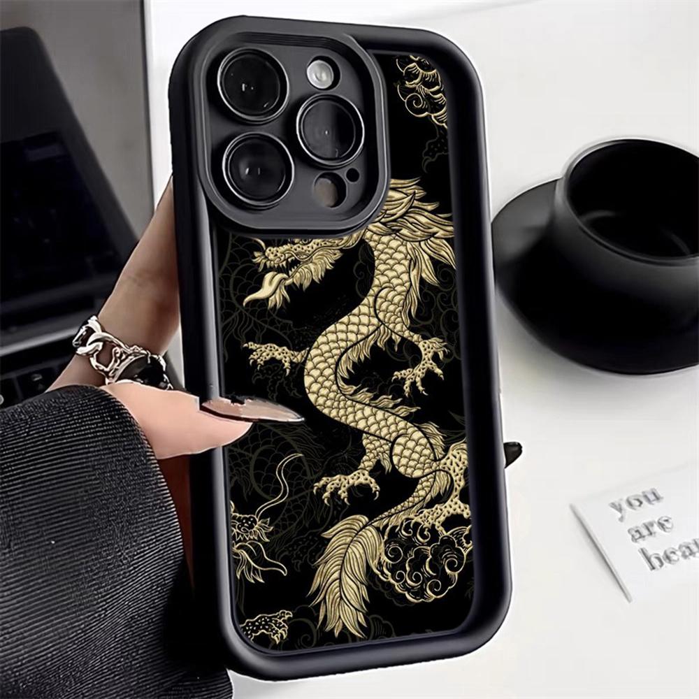 N81 Dragon design art Мягкие чехлы для телефонов с ангельскими глазками для Samsung A54 A34 A13 A14 S23 S24 Ultra S20 FE Xiaomi Redmi Note 13 12C Противоударный чехол