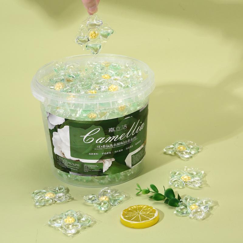 Капсулы для стирки Camellia 5-в-1: Стойкий аромат и мощное удаление пятен в концентрированных пятикамерных капсулах