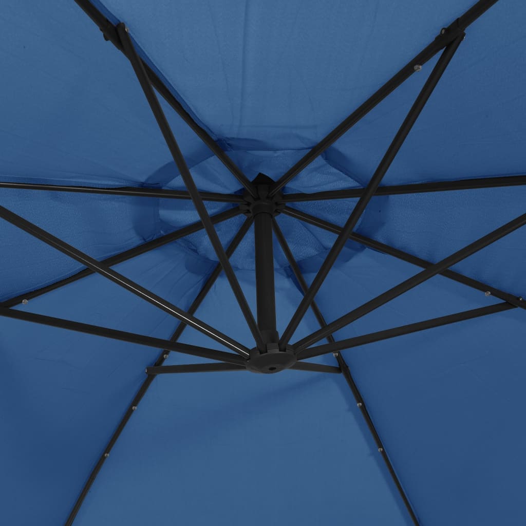 Umbrella with LED Lighting Steel Pole Azure Blue 350 cm