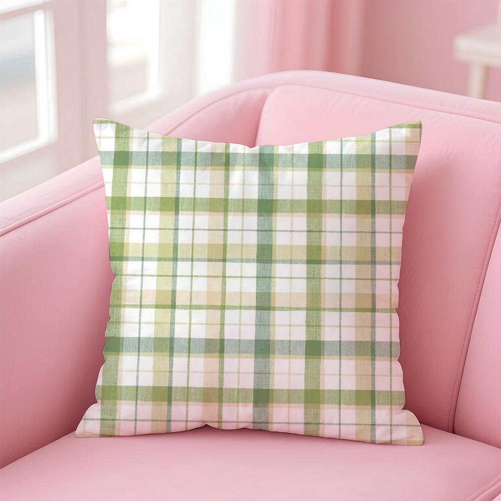 Checkered pattern Cushion Cover Comfortable Reversible Pillow Cover Ideal for Car Sofa Bedroom Beyond