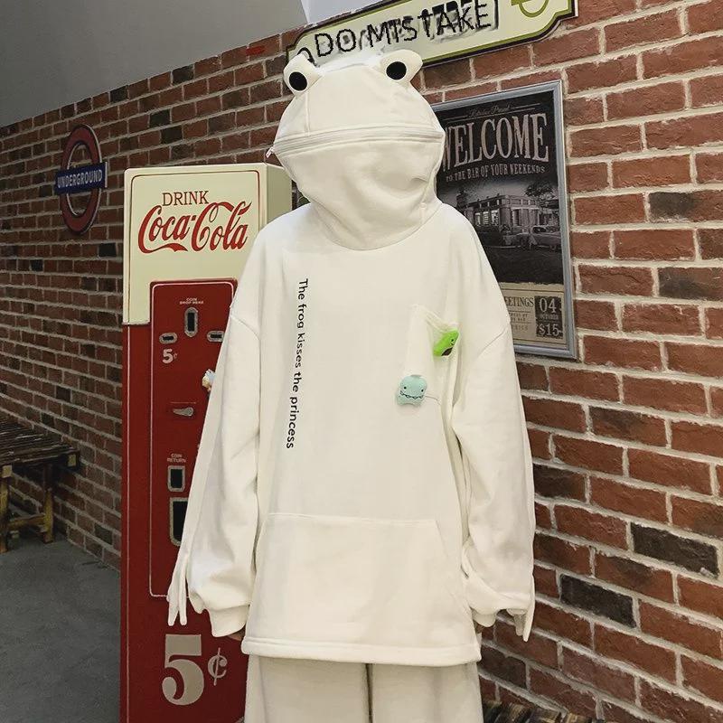 Мужская модная толстовка-пуловер с рисунком лягушки - весна/осень в уличном стиле