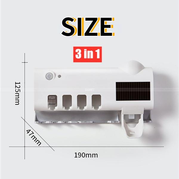3 в 1 УФ-стерилизатор для зубных щеток, автоматический диспенсер для соковыжималки для зубной пасты, умный держатель для зубных щеток, органайзер для зубной пасты, набор для ванной комнаты на солнечной батарее