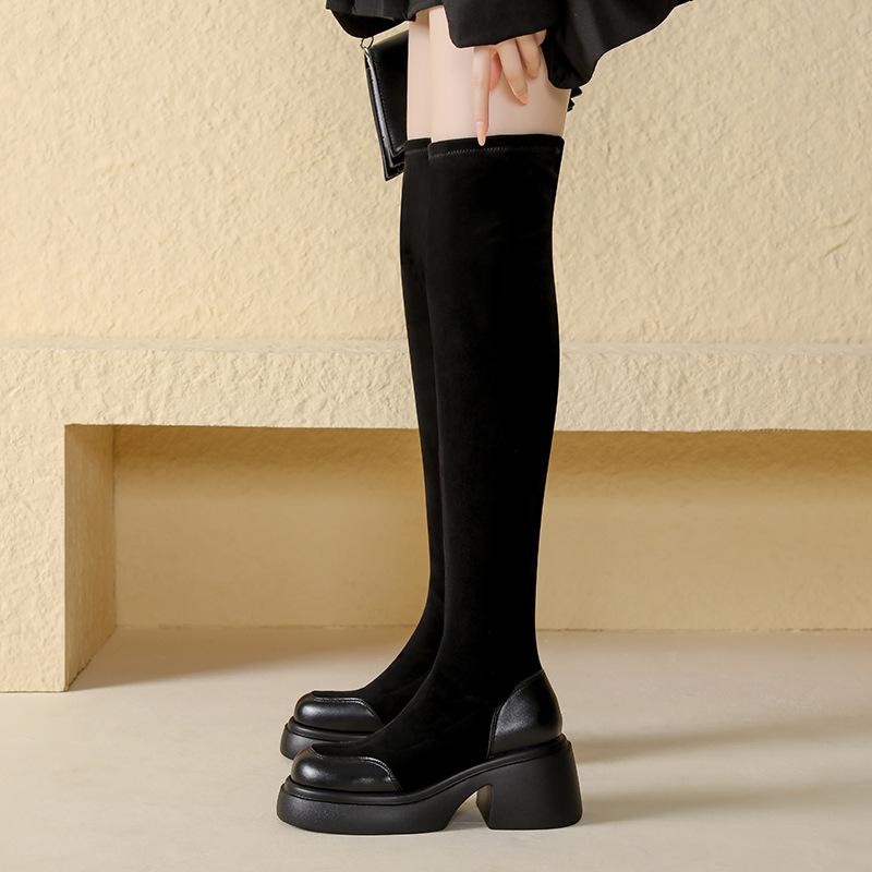 Over-knee Boots Women's 2025 Autumn and Winter New High Boots Elastic Boots Women's Shoes Knight Boots Thick Leg Heel Boots