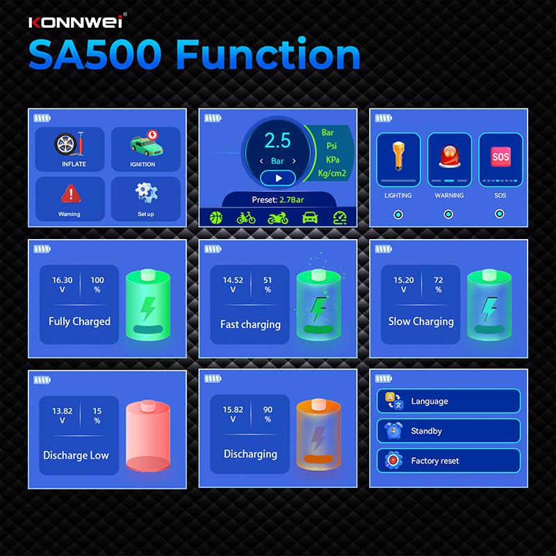 SA500 Car Jump Starter Air Pump Power Bank 10400mAh Car Jump Starter with air Compressor LED Lamp 12V Vehicle Tool Kits