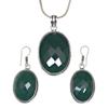 Onyx Green Pendant Set Earrings Jewelry Gemstone Handmade Ethnic