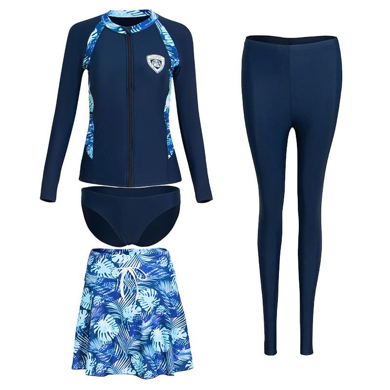 Plus Size Long Sleeve Rash Guard Set Women Men - UV Protection Surfing Snorkeling Suit With Built-in Bra Pad