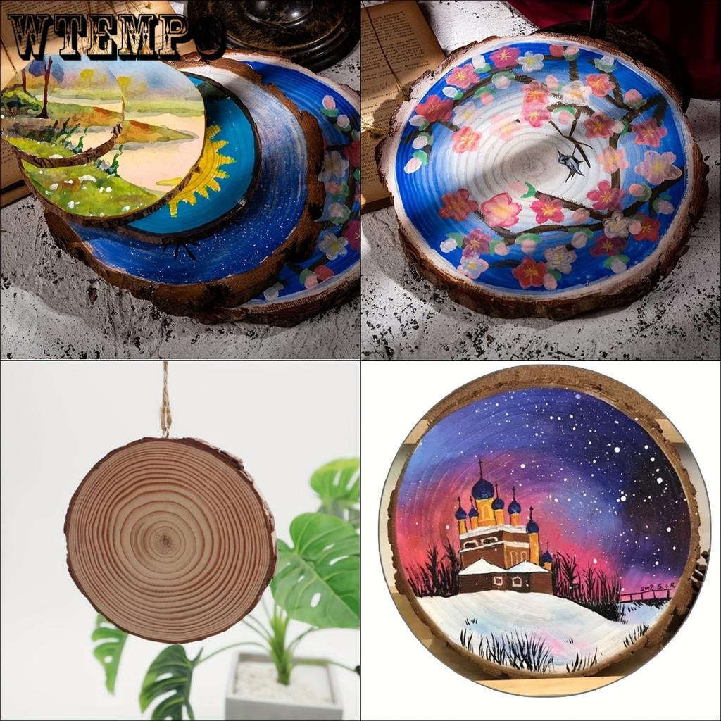 2pcs Large Wood Slices, 7.09-7.87 Inches Round Wooden Circle, Rustic Wood Slices for DIY Painting Crafts, Weddings Centerpieces Decor