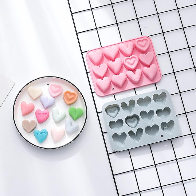 Porous Love Silicone Chocolate Baking Mold Heart Candy Jelly Ice Mould Cake Decor Soap Candle Making Tool Valentine's Day Gifts