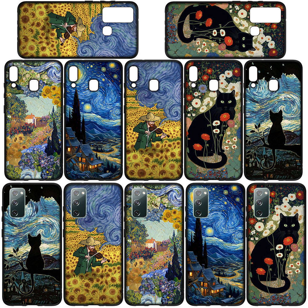 Phone Case for Samsung Galaxy S24 S23 iPhone 15 14 Xiaomi Redmi Note 13 12 11 8 10 9 Pro Max X XR OPPO A15 Huawei Starry Night Van Gogh Painting Cover