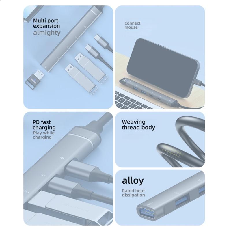 Быстрые USB-C адаптеры с поддержкой PD быстрой зарядки, мультипортовые, OTG, для передачи данных на устройства