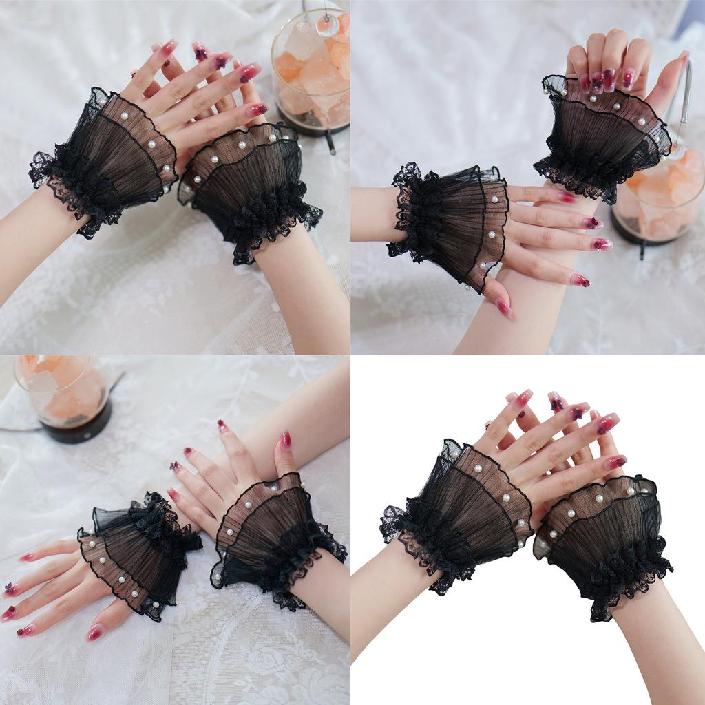 Elegant Pearl Lace Cuffs Sleeves Wrist Cuffs For Nail Art Photography And Fashion Decorative Sleeves Hand Accessories