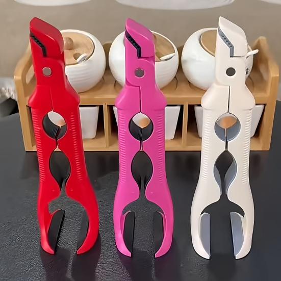 Зажим для посуды против ожогов 3-в-1 Многофункциональный захват для горячих тарелок, зажим для тарелок, открывалка для бутылок, термостойкий силиконовый кухонный инструмент с нескользящей ручкой