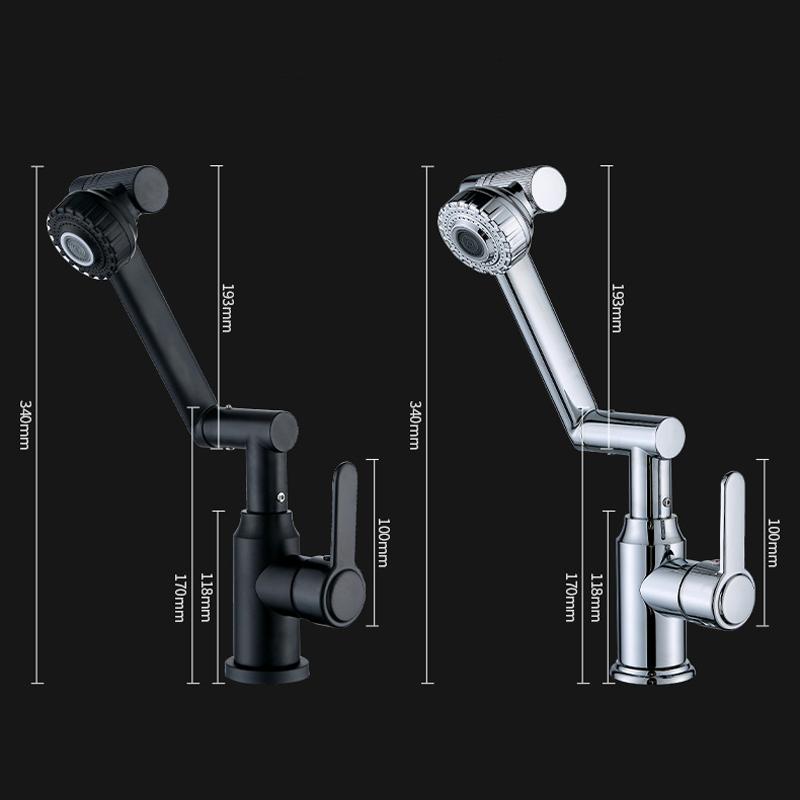 304 Stainless Steel Foldable Basin Tap Mixer Bathroom Faucet Kitchen Sink Washbasin Black Cold Water 360 Degree Swivel Home Plumbing Fixture Tool