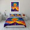 3Pcs Psychedelic Volcano Bedding Set, Rainbow Swirl Lava Eruption Print Duvet Cover + 2 Pillowcases, Great gift