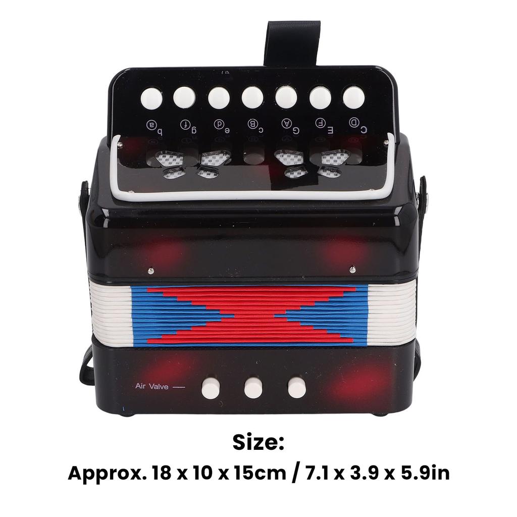 7 Keys Control 2 Bass Kids Educational Musical Instrument Stage Button Accordion for Beginners Performance Practice