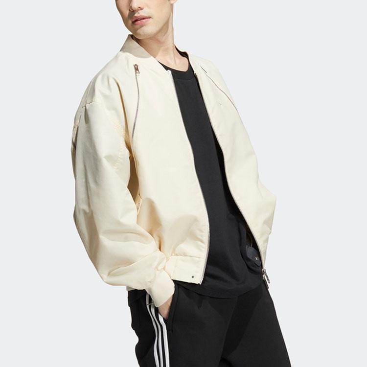 Adidas Оригинальная повседневная спортивная куртка на молнии с трилистником, мужская куртка, бежевая, HL6493