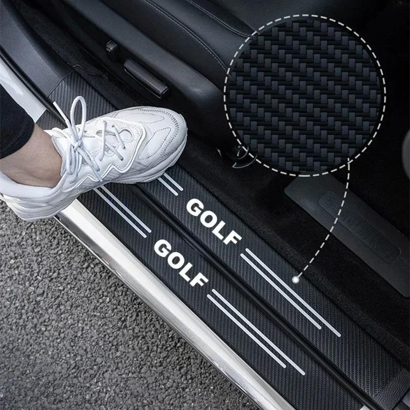 HAT1 Carbon Fiber Anti Scratch Scuff Pedal For VW Golf 4 5 6 7 R400 TCR MK2 MK4 MK5 MK6 MK7 Car Door Sill Protector Stickers