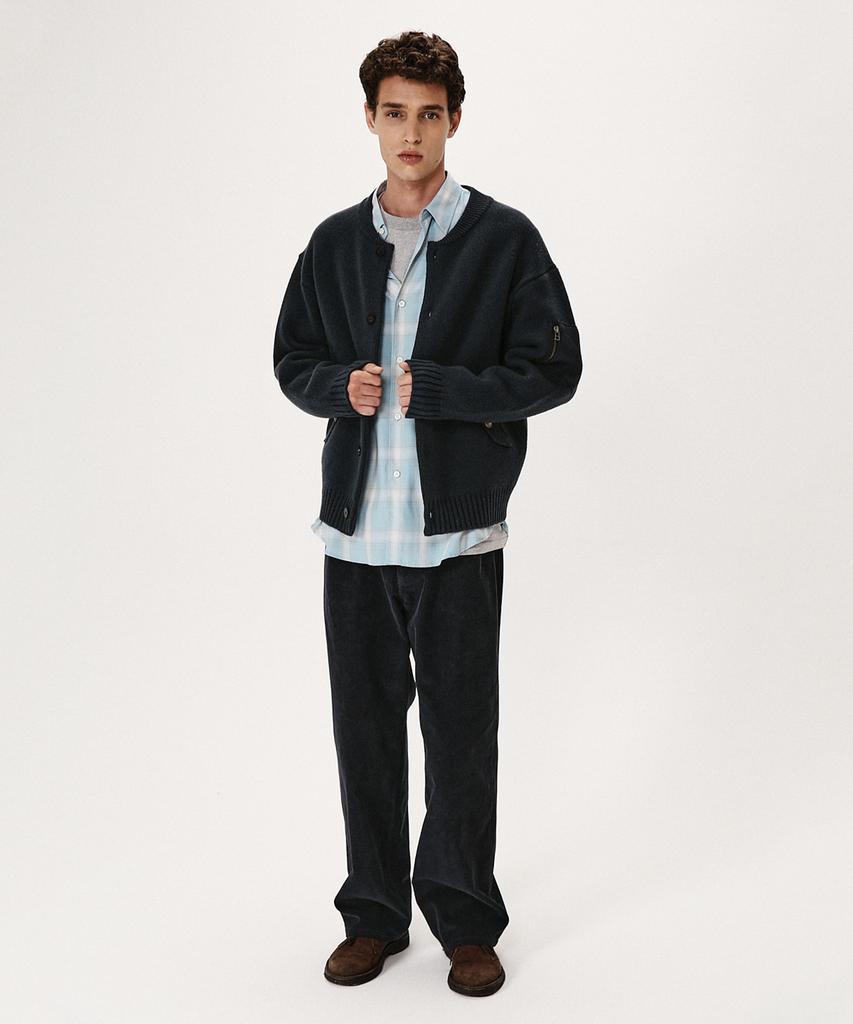 Shirter Chunky Yarn Heavy Cardigan (Steel Navy)