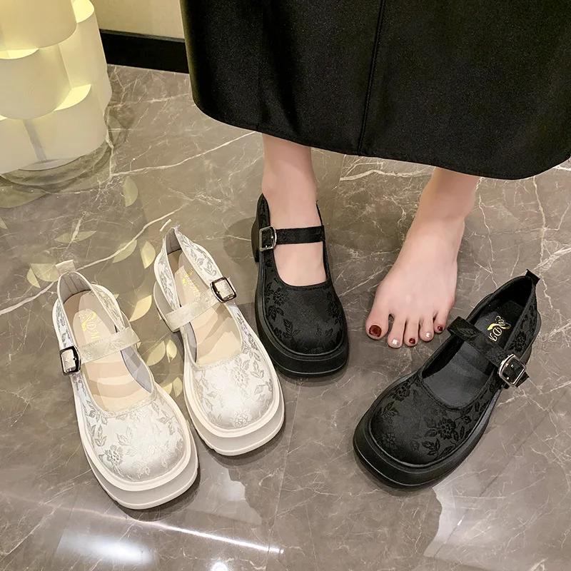 Platform Pumps for Women Super High Heels Buckle Strap Mary Jane Printing Shoes Woman Goth Party Shoes Ladies 2024