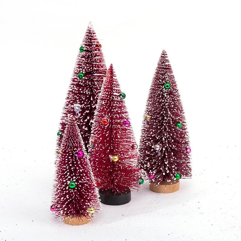 Desktop Decoration Small Pine Tree Snow Frost Colorful Pine Needle Powdered Mini Christmas Tree